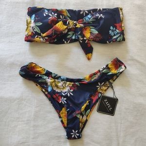 NWT Tropical Bandeau Bikini Set